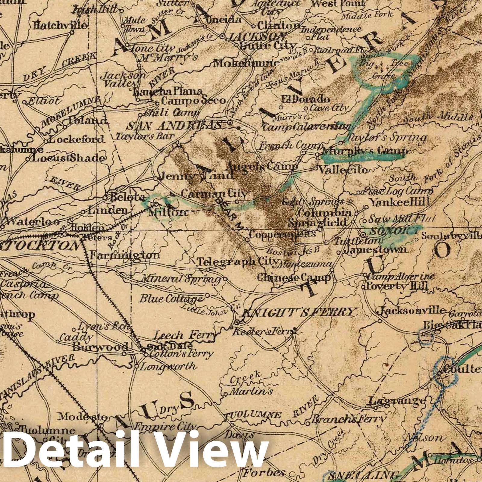 Routes from San Francisco to Yosemite Valley - Geologic Map, 1872 - Historical Map Print