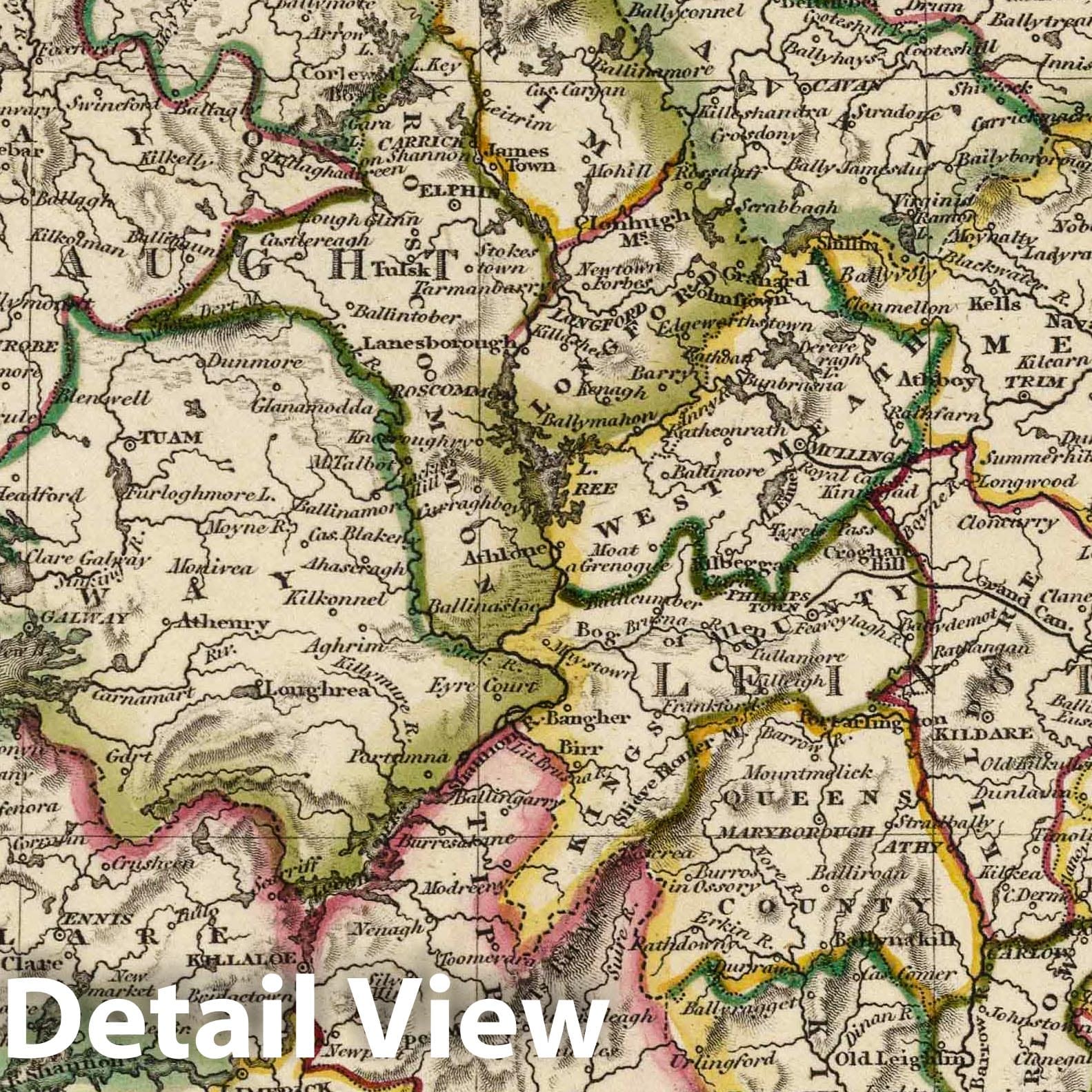 Ireland - River Map, 1817 - Arrowsmith Antique-Style Map Print