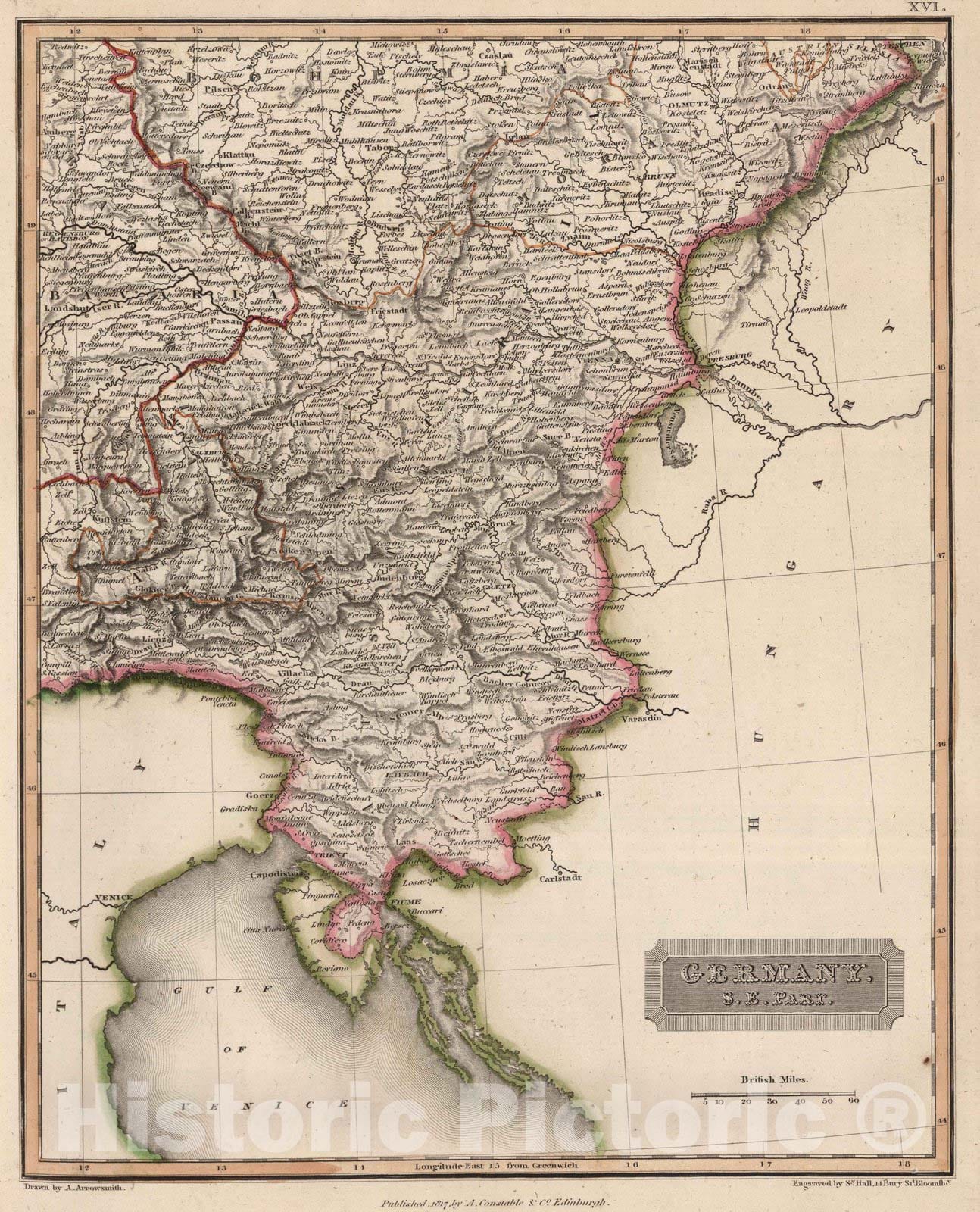 Historic Map : 1817 Germany, South East Part - Vintage Wall Art