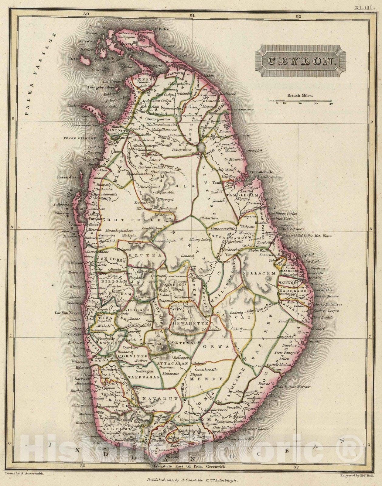 Historic Wall Map : 1817 Ceylon - Vintage Wall Art
