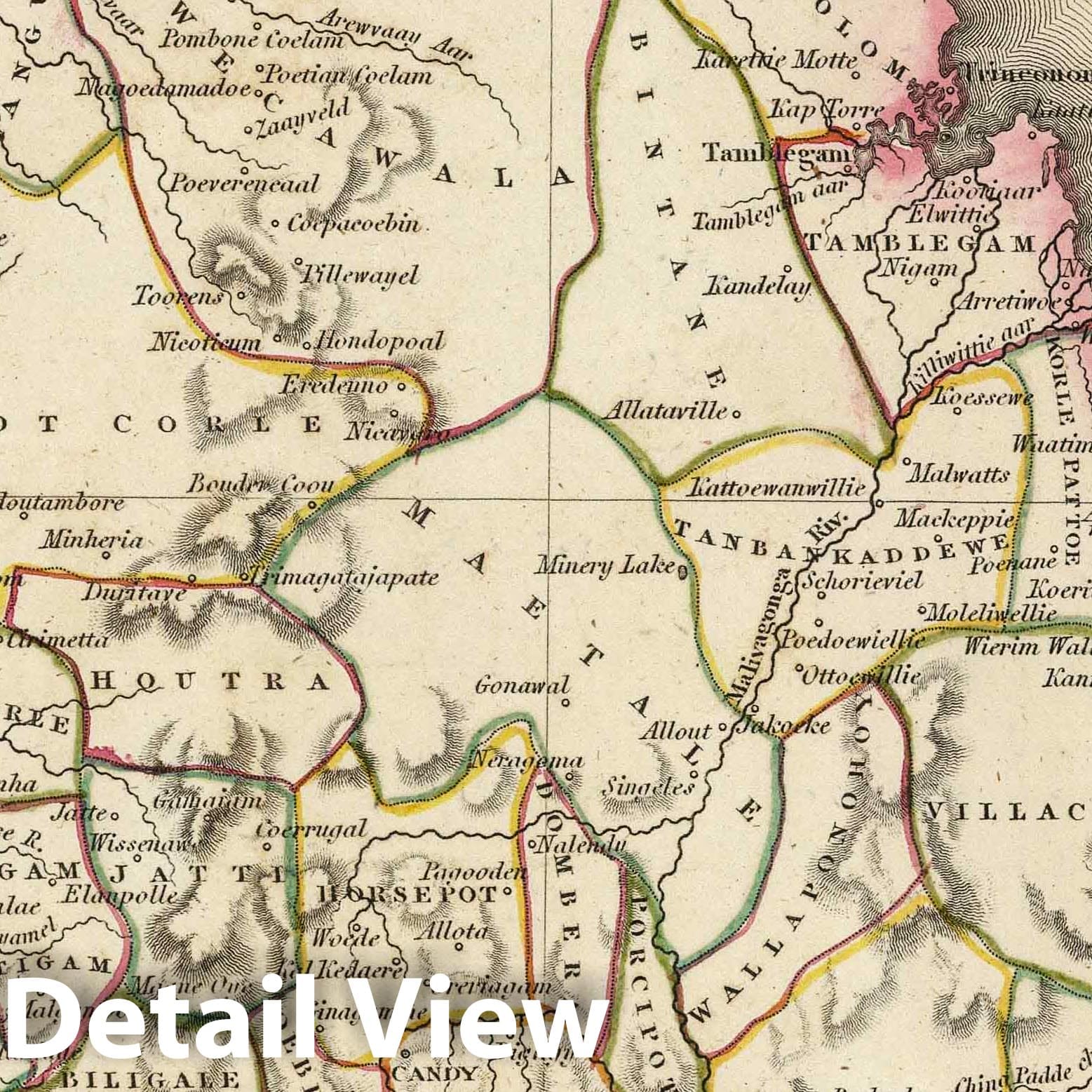 Sri Lanka - River Map, 1817 - Arrowsmith Historical Atlas Print
