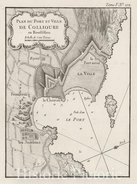 Collioure, France - Nautical Chart, 1764 - Historical Map Print
