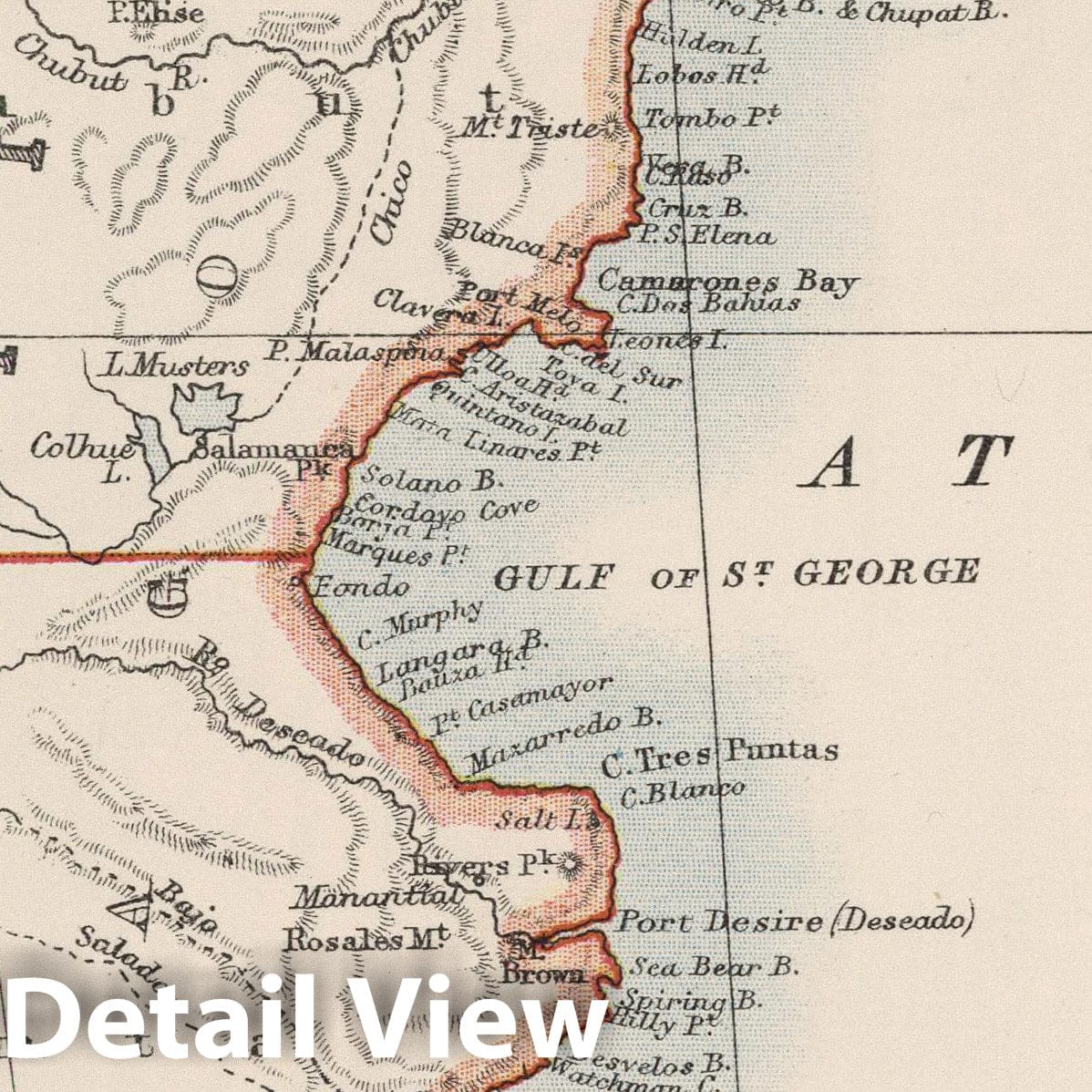 South Argentina - Physical Map, 1906 - Victoria Regina Atlas Print