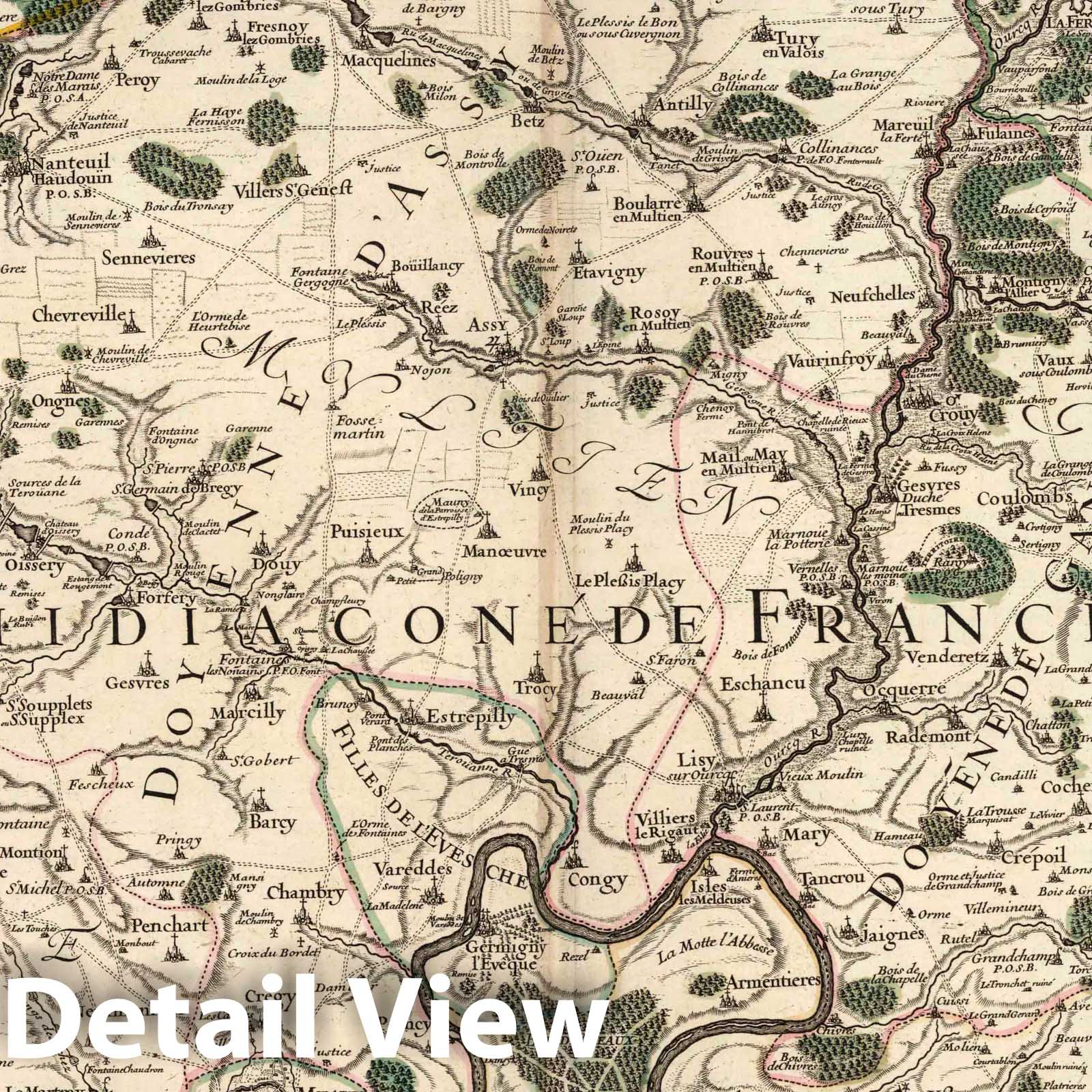 Meaux, France 1695 Historical Map Print - Atlas Francois