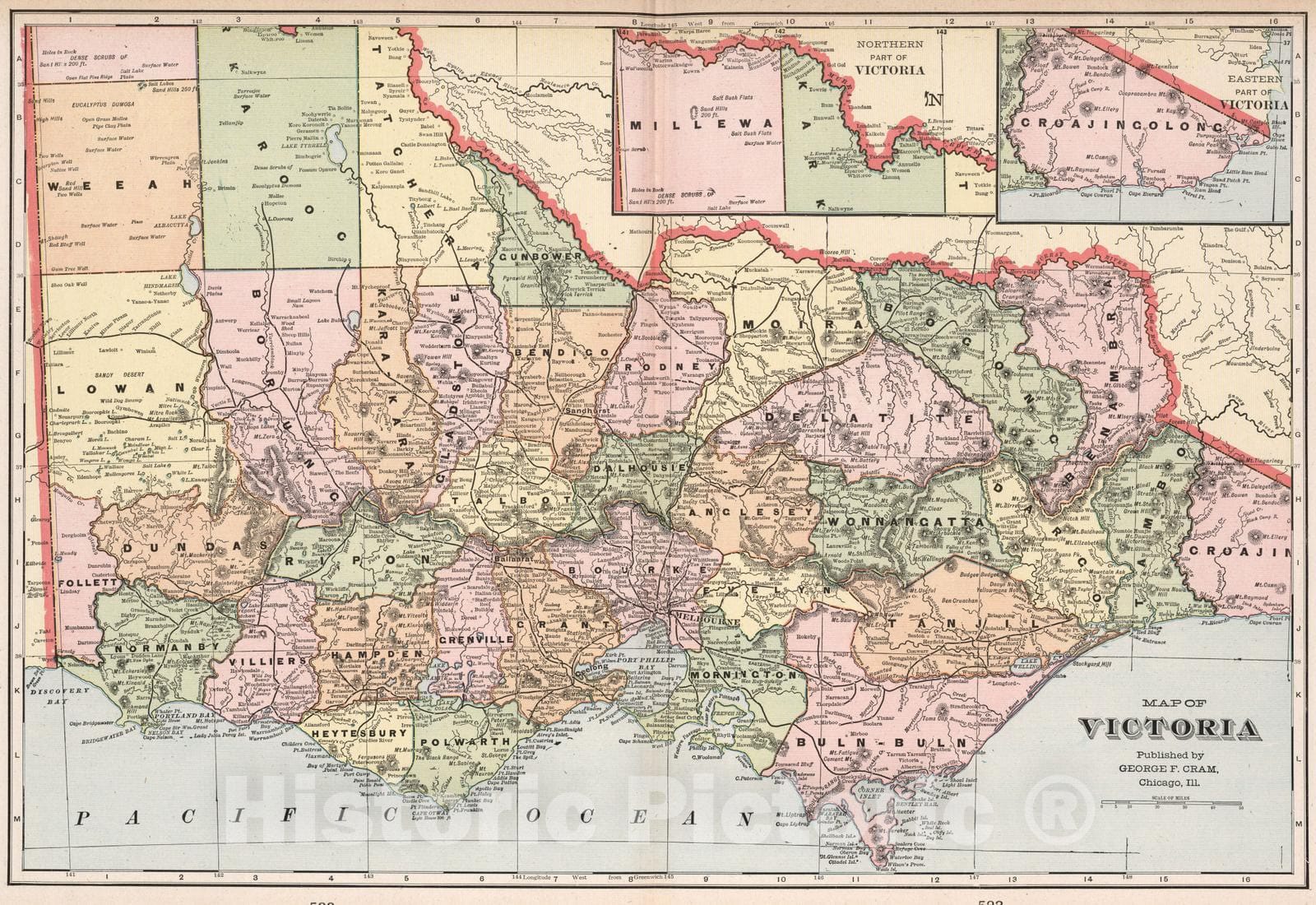 Historic Map : 1901 Map of Victoria - Vintage Wall Art