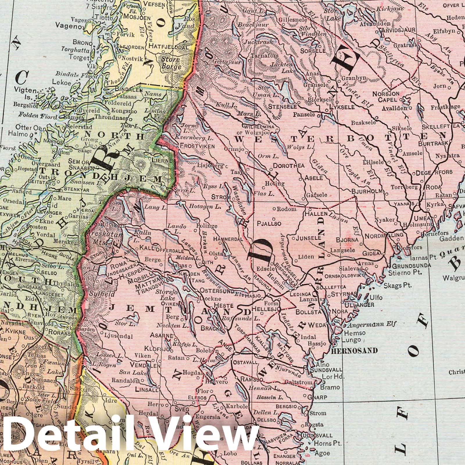 Sweden and Norway - Railroad Map, 1901 - Historical Map Print
