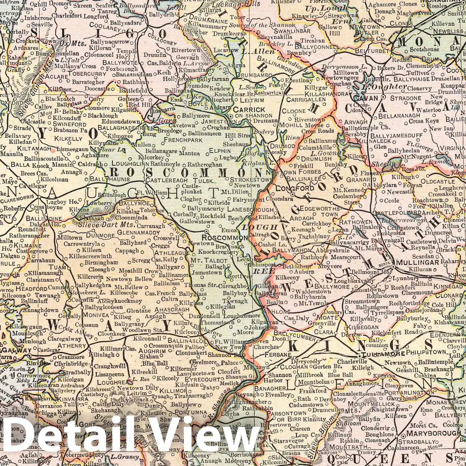 Ireland - Railroad Map, 1901 - Historical Map Print