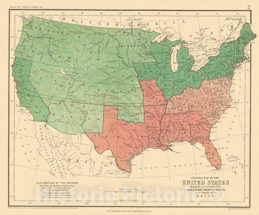 Historic Map : National Atlas - 1857 Map of the United States. - Vintage Wall Art