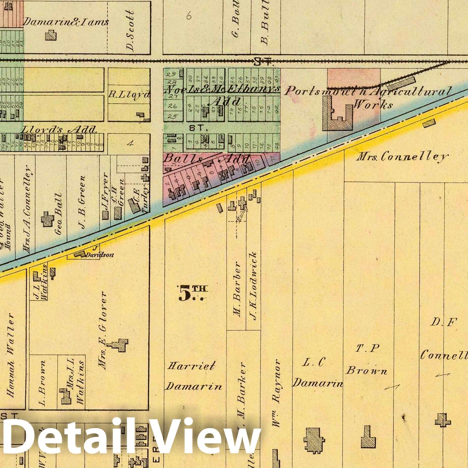 Portsmouth, Ohio - River Map, 1877 - Historical Map Print