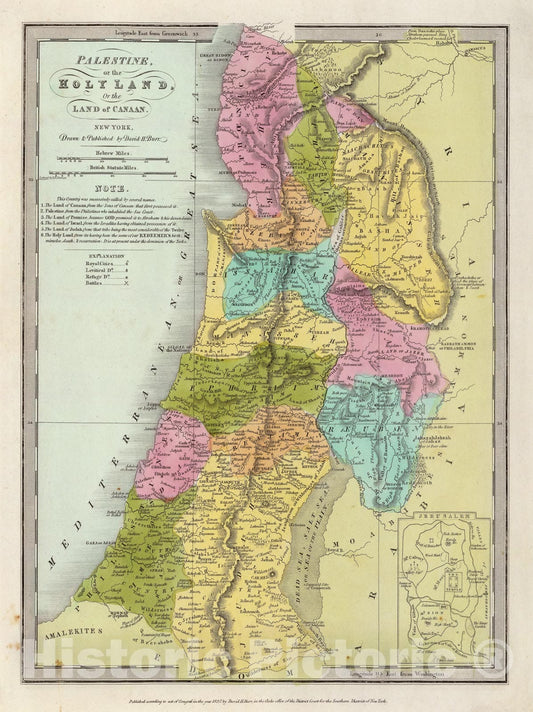 Historic Map - World Atlas - 1835 Palestine or the Holy Land, Or the Land of Canaan. - Vintage Wall Art