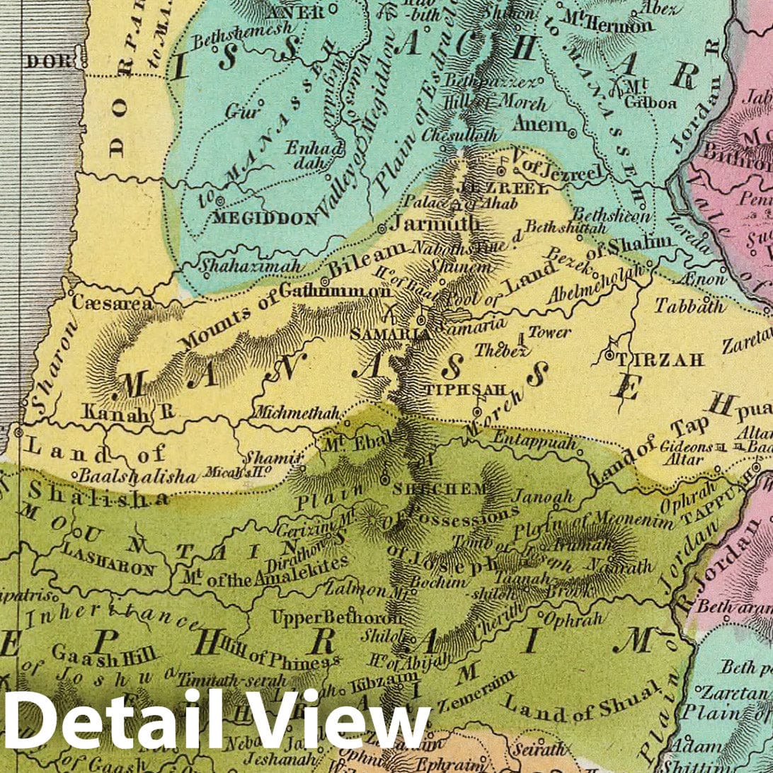 Palestine and Jerusalem - Military Map, 1835 - David H. Burr Atlas Plate