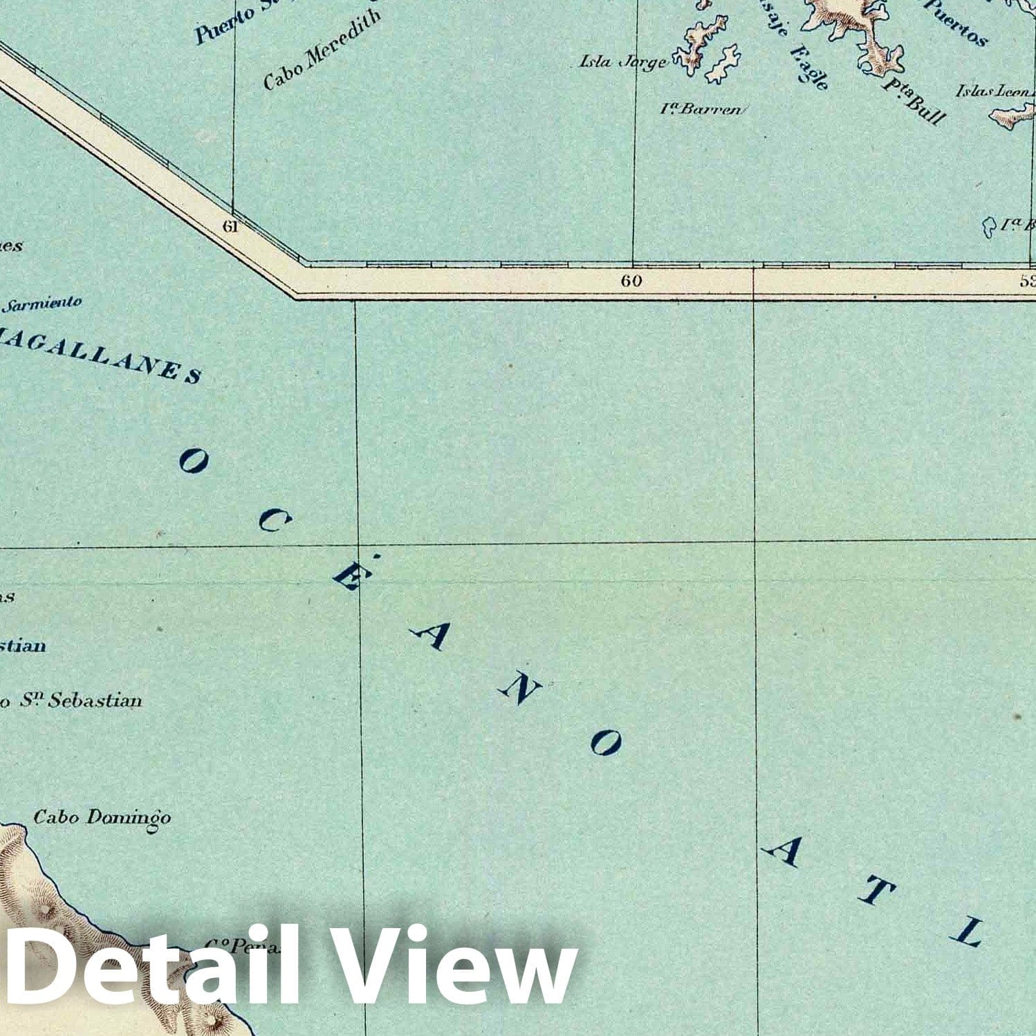 Tierra del Fuego and Falkland Islands, Argentina - 1888 Historical Map