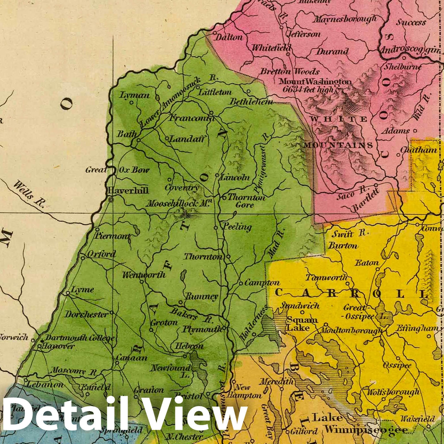 New Hampshire 1845 Historical Map Print