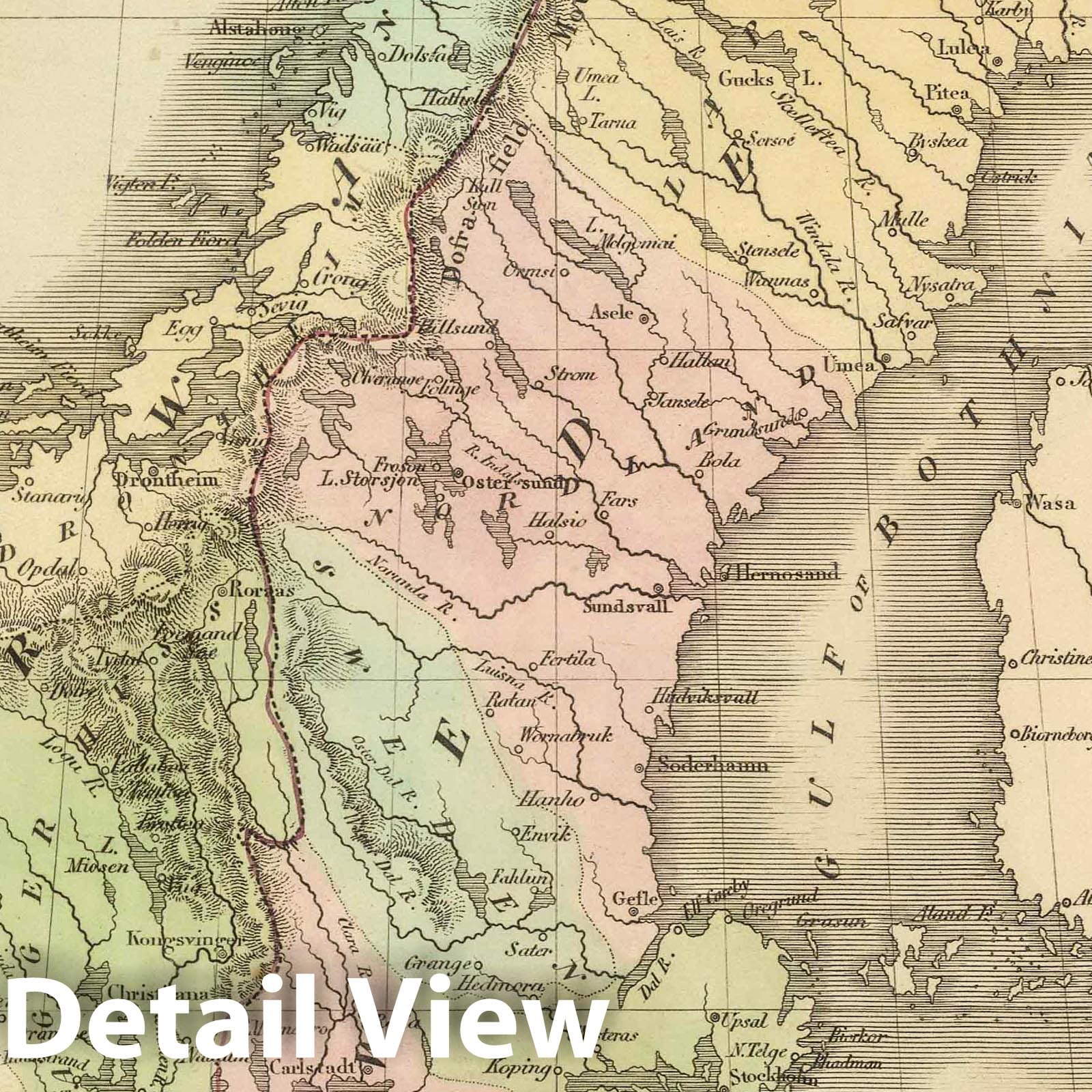 Denmark, Sweden, and Norway - Railroad Map, 1848 - Historical Map Print