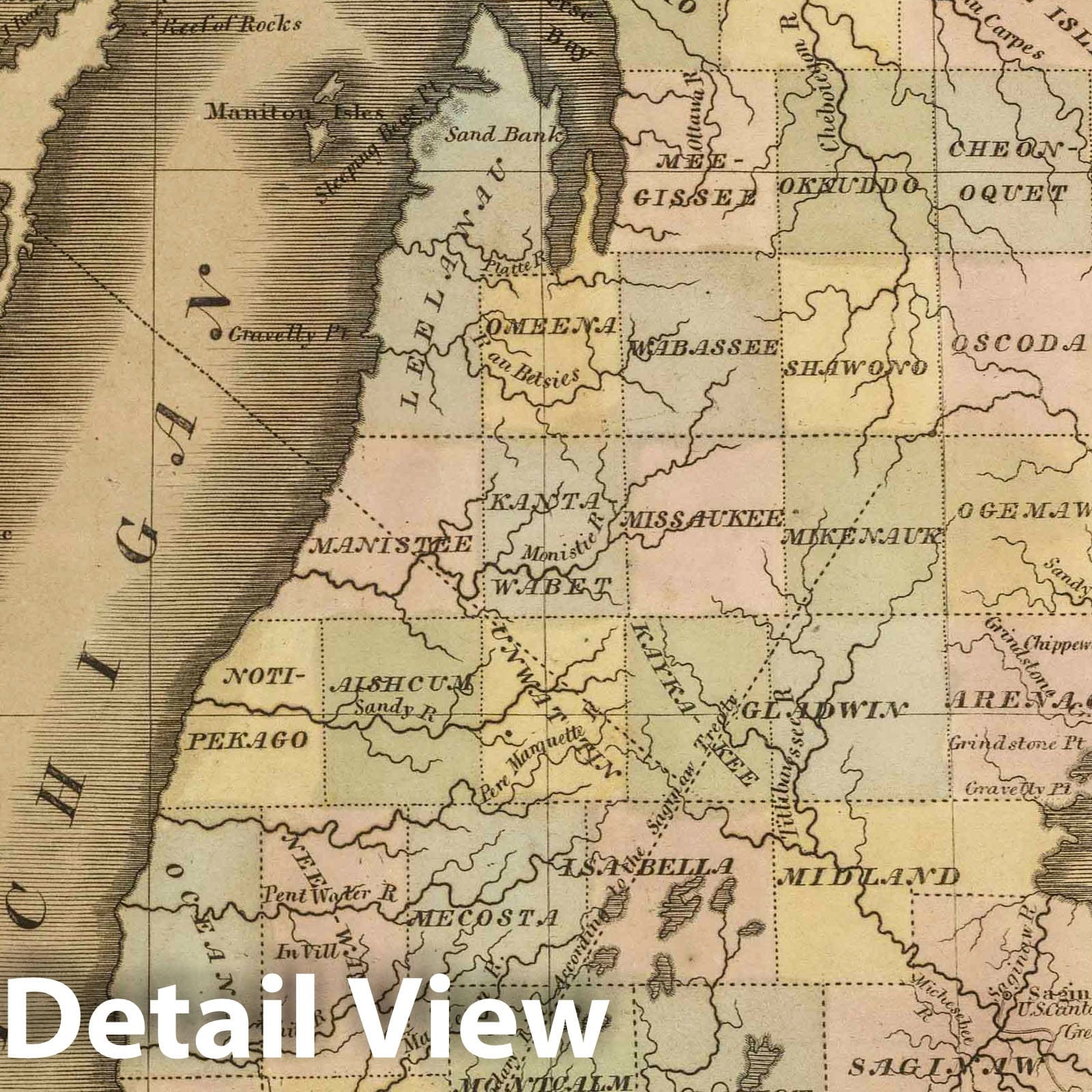 Michigan - Railroad Map, 1848 - Historical Map Print