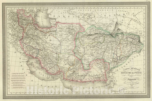 Historic Map : Afghanistan; Iran, 1825 Royaume de Perse et du Royaume de Afghanistan. , Vintage Wall Art