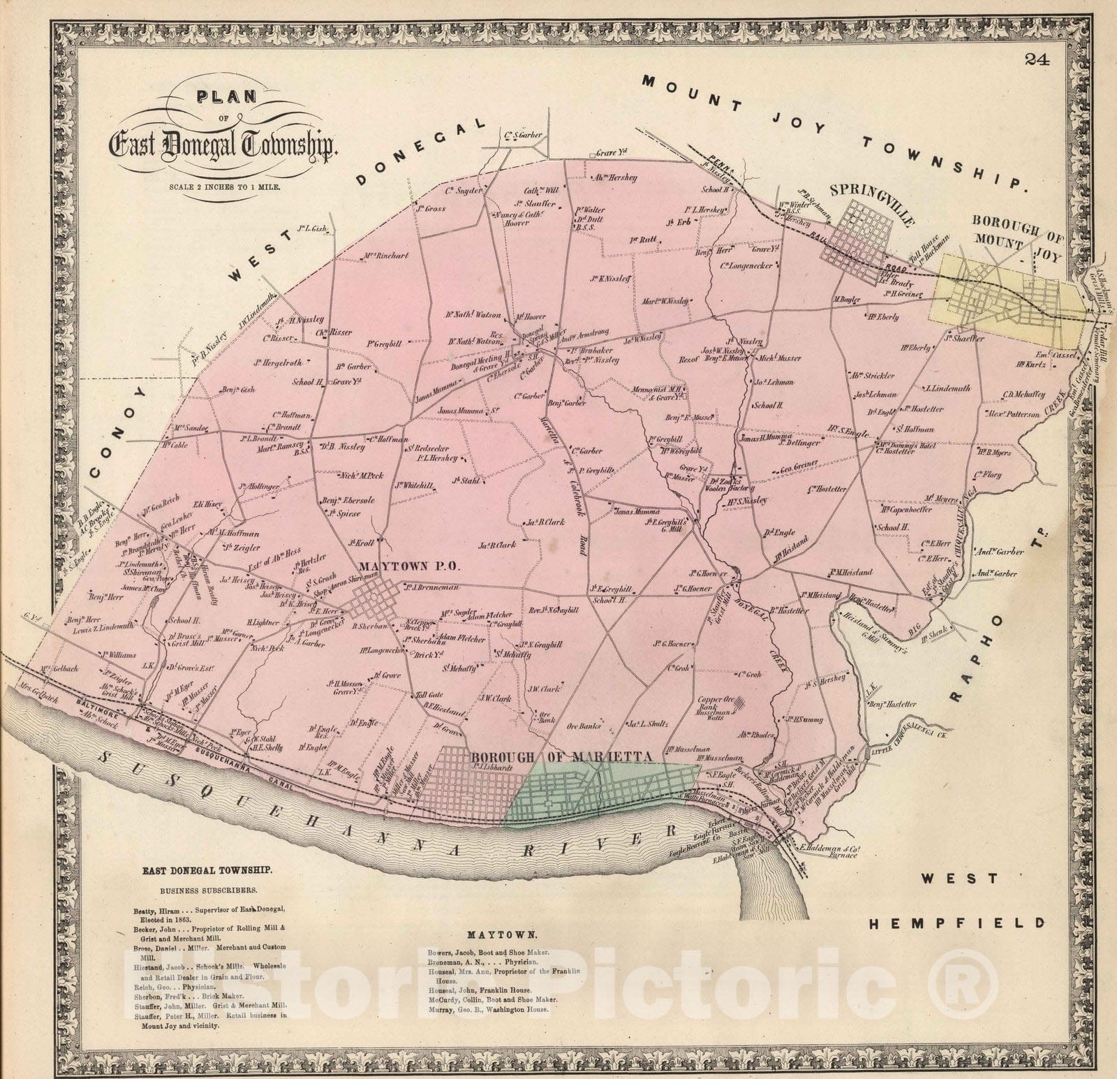 East Donegal Township, Lancaster County, Pennsylvania - Property Map, 1864