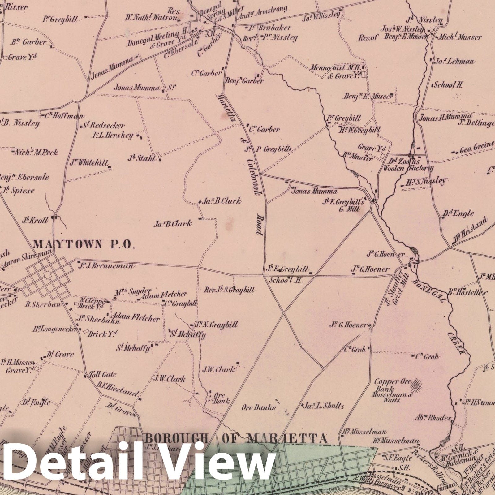 East Donegal Township, Lancaster County, Pennsylvania - Property Map, 1864