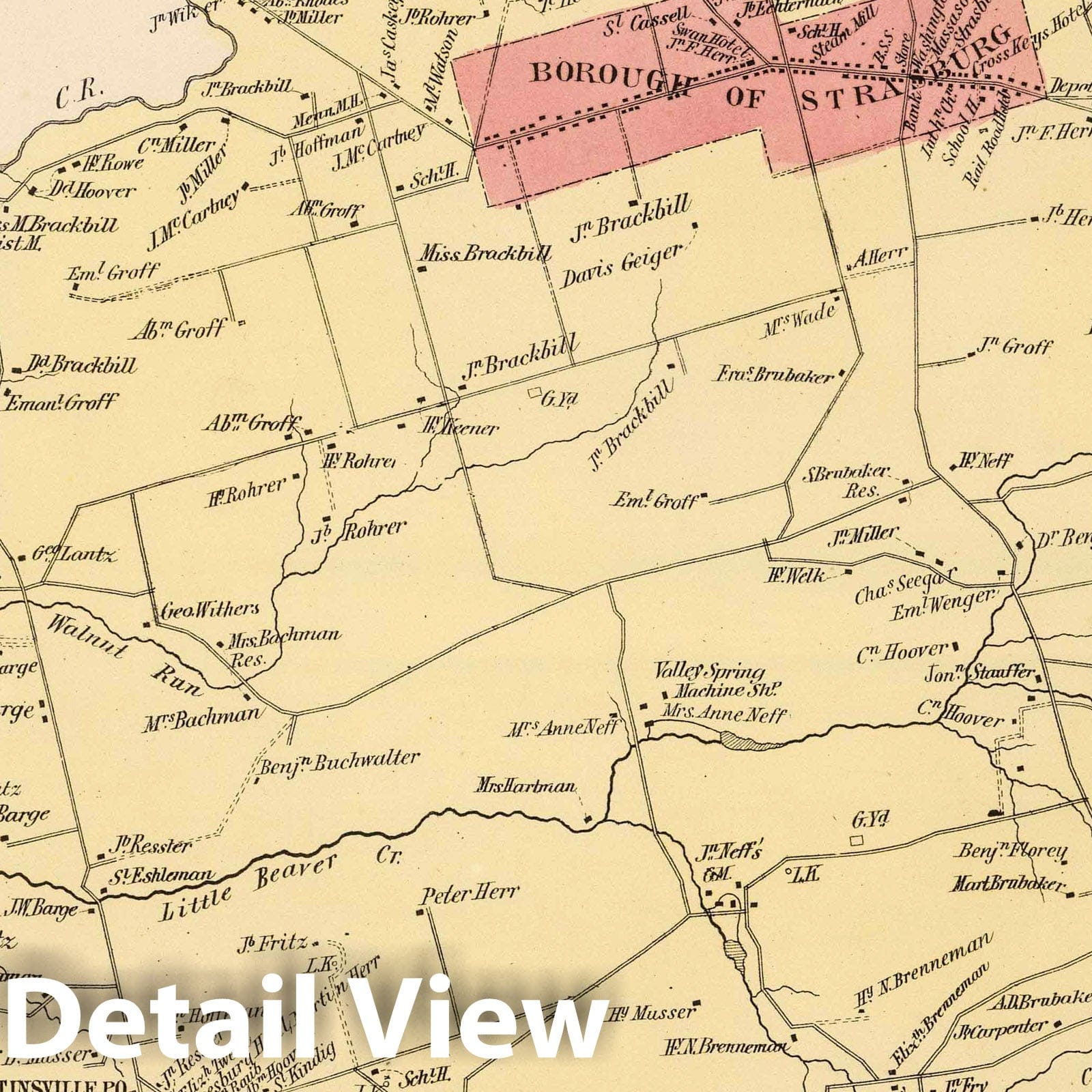 Strasburg Township - Property Map, 1864 - Bridgens' Atlas Lancaster County