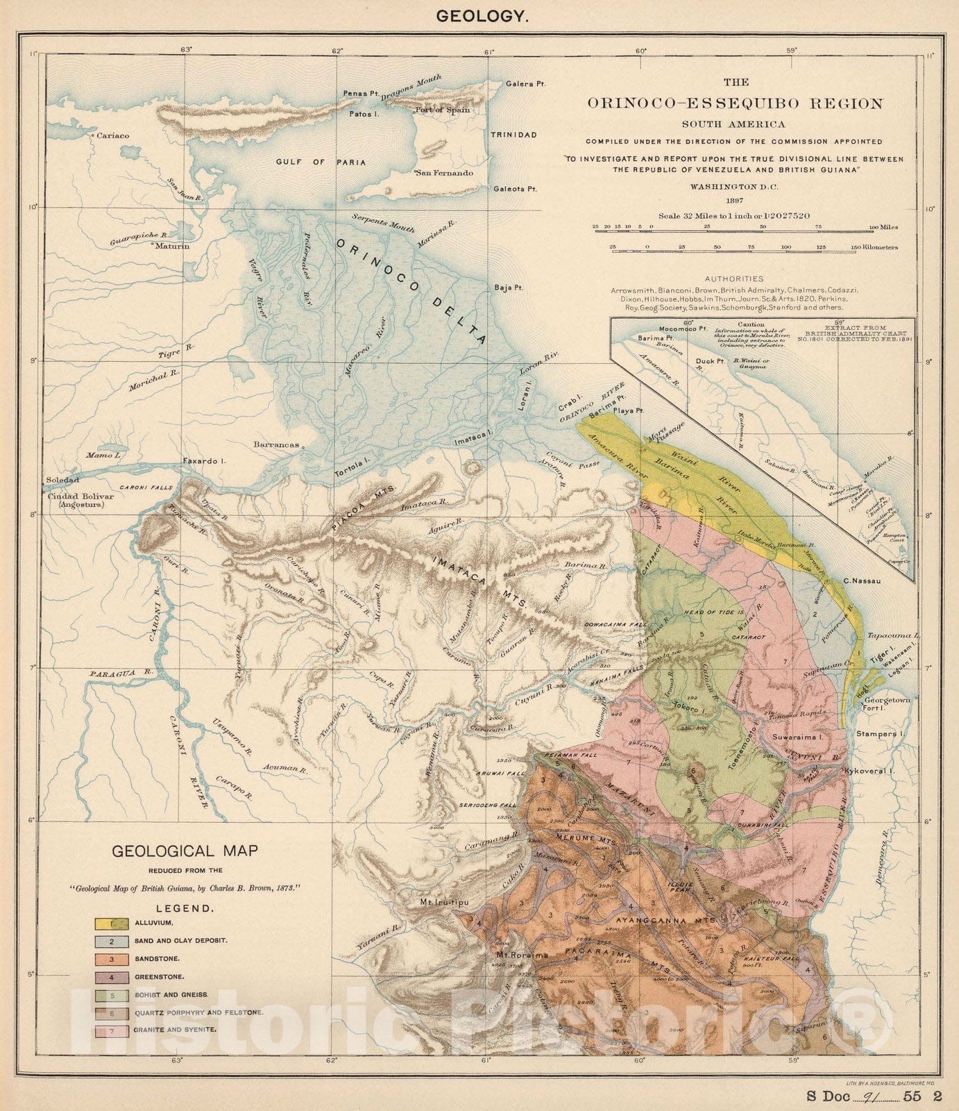 Historic Map : National Atlas - 1897 Geology. - Vintage Wall Art