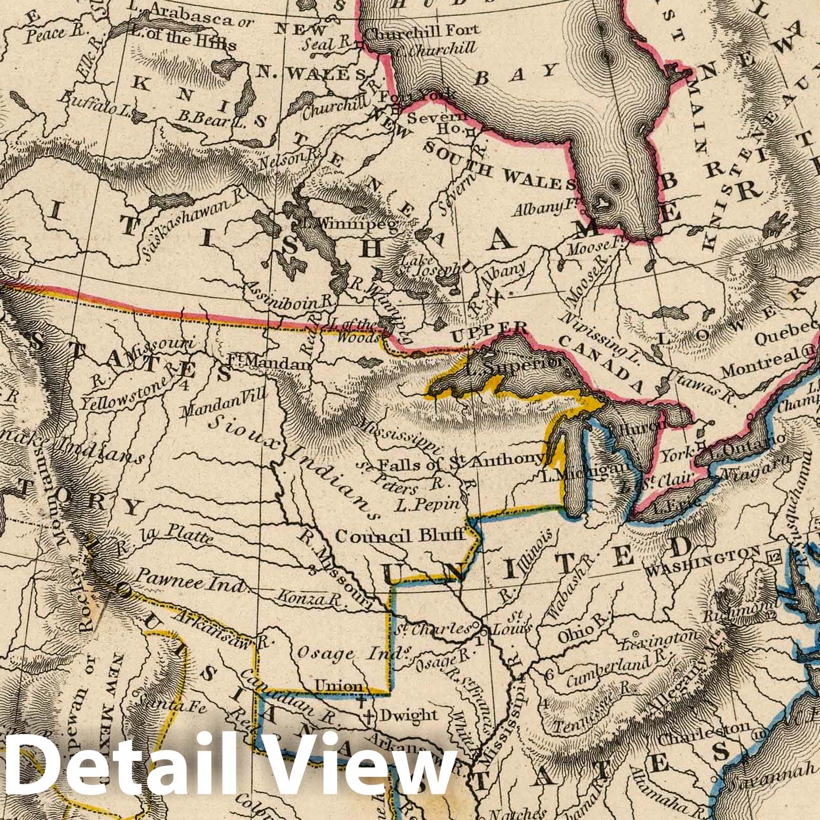 North America and the West Indies - River Map, 1828 - Historical Map Print