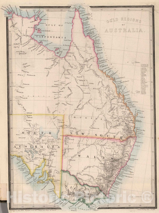 Historic Map : 1864 Eastern Australia. - Vintage Wall Art