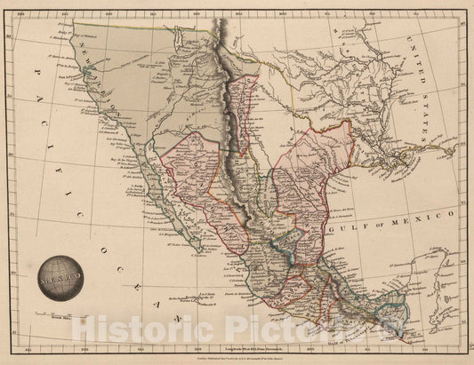 Historic Map : 1825 Mexico - Vintage Wall Art