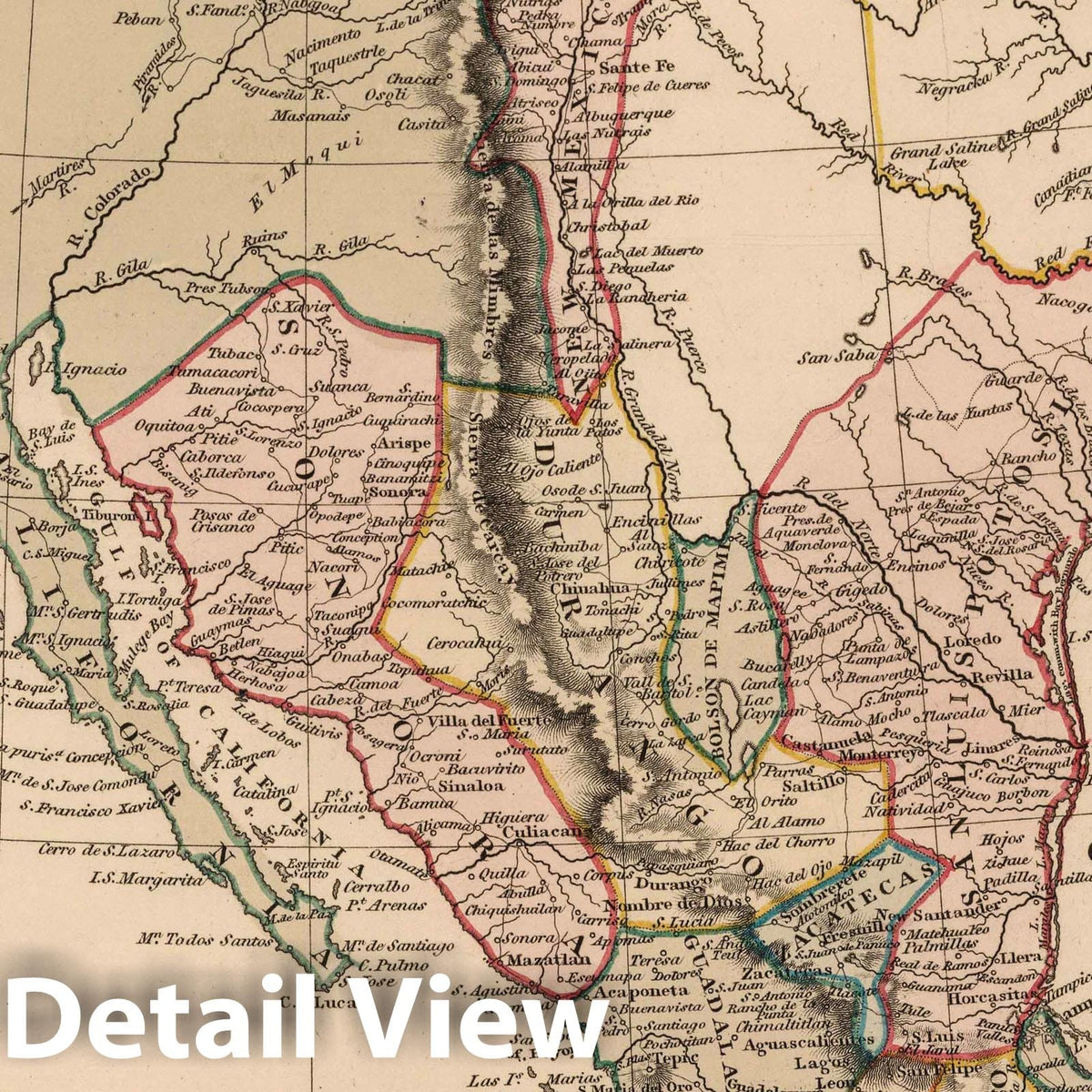 Mexico - River Map, 1825 - Historical Map Print