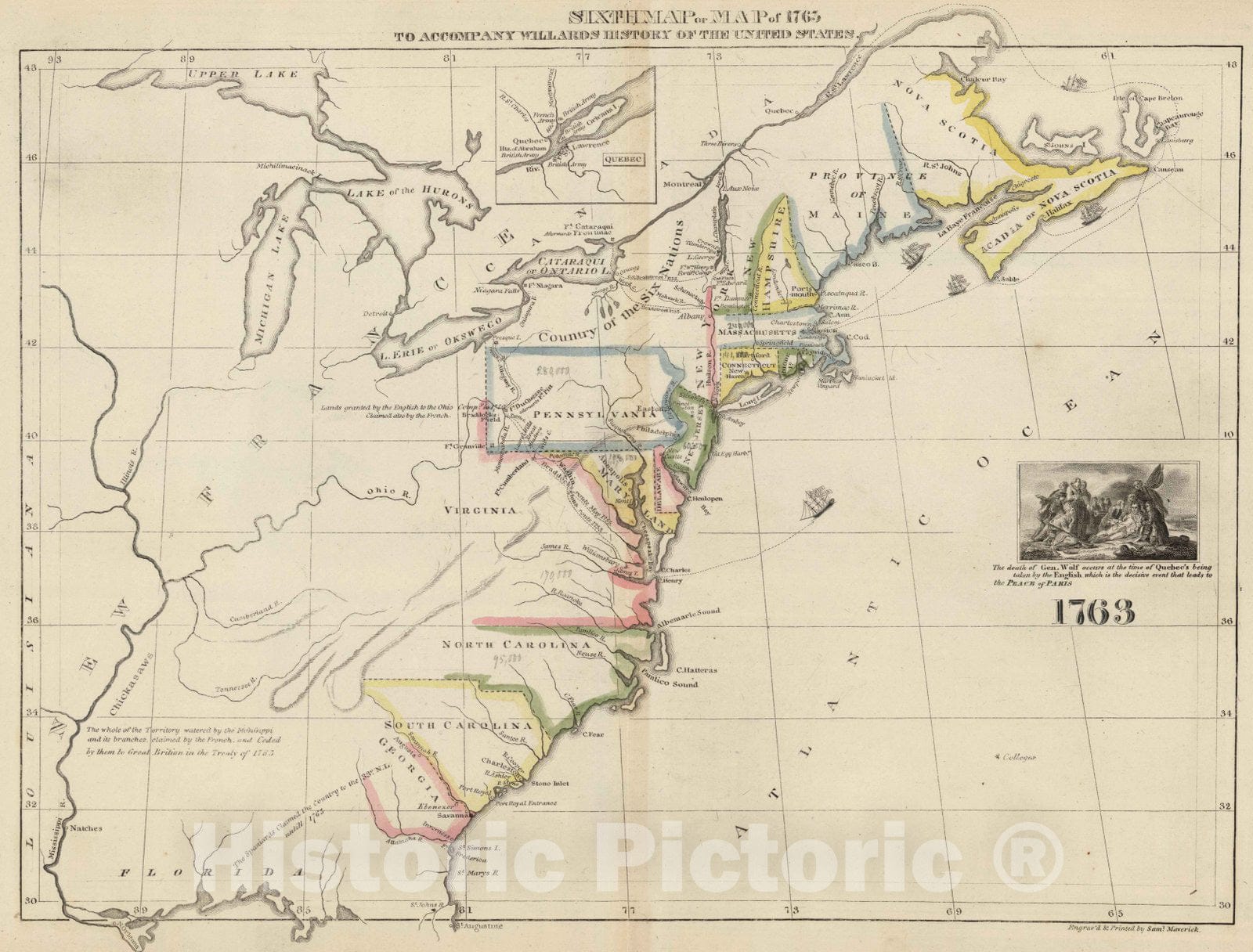 Historic Map : School Atlas - Sixth Map or Map Of 1763 - Vintage Wall Art