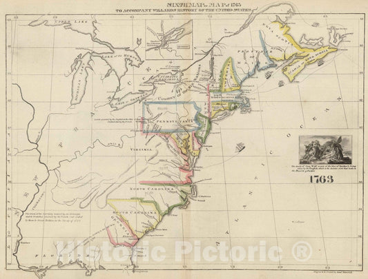 Historic Map : School Atlas - Sixth Map or Map Of 1763 - Vintage Wall Art