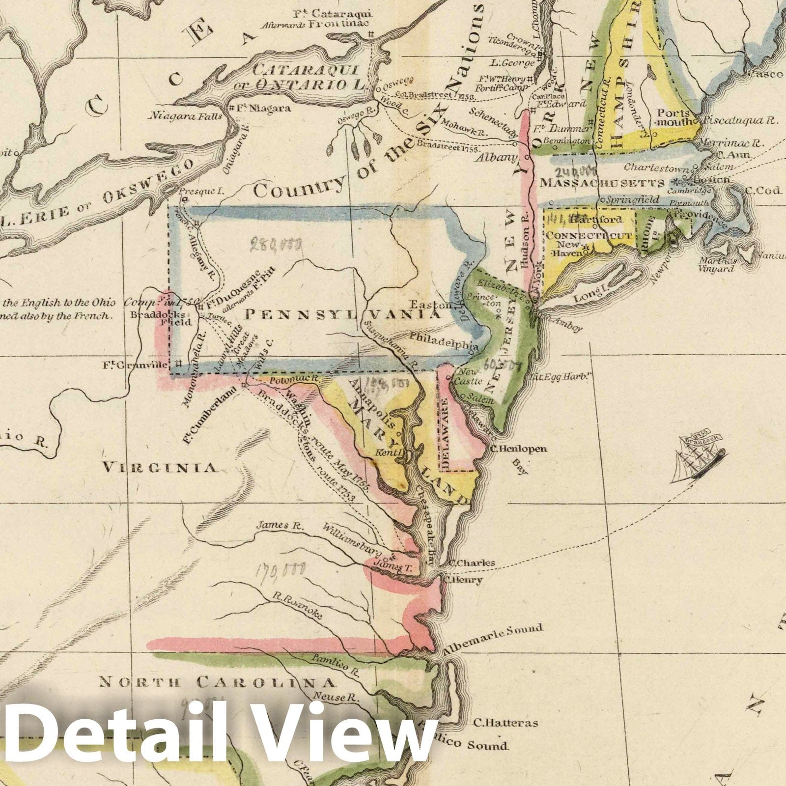 North America 1763 - Death of General Wolfe at Quebec, 1829 Historical Map