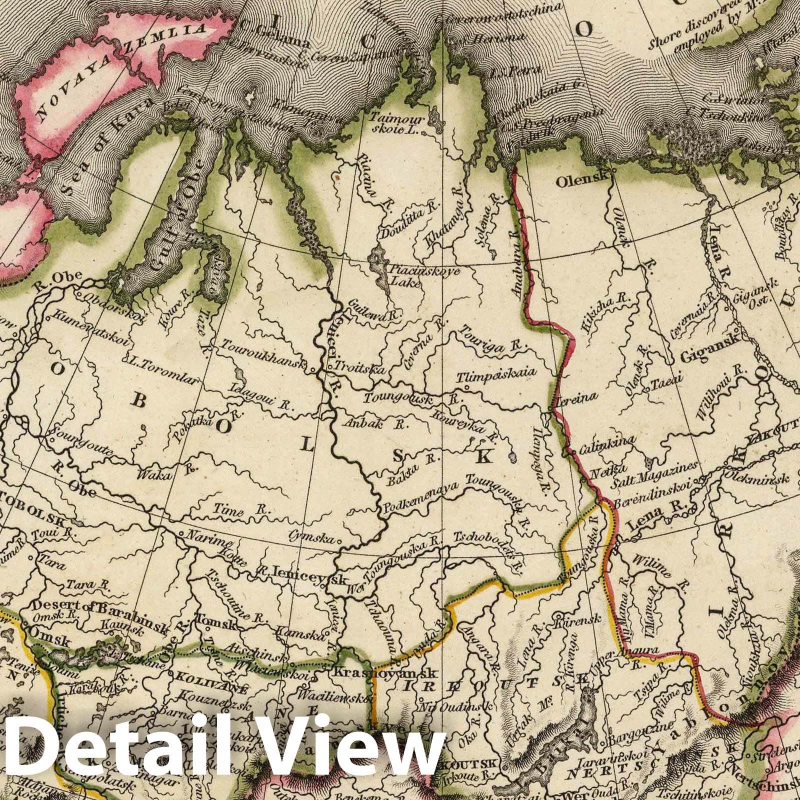 Russia in Asia - River Map, 1817 - Arrowsmith Atlas Reproduction