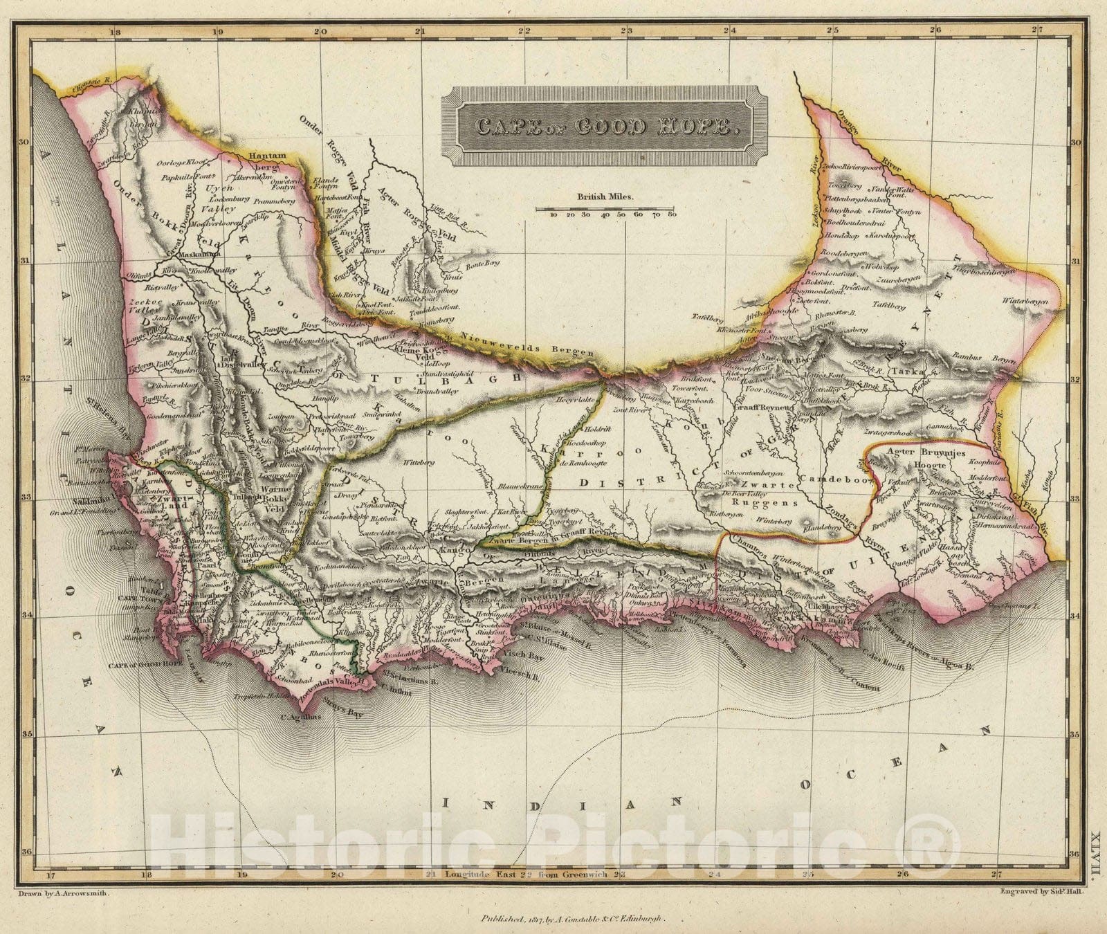 Historic Map : 1817 Cape of Good Hope - Vintage Wall Art