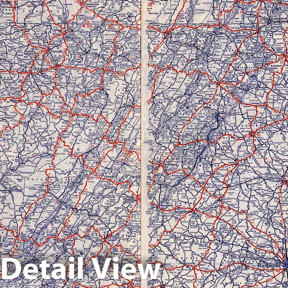 Historic Map : National Atlas - 1939 Rand McNally Road map: Delaware - Maryland, Virginia - West Virginia - Vintage Wall Art