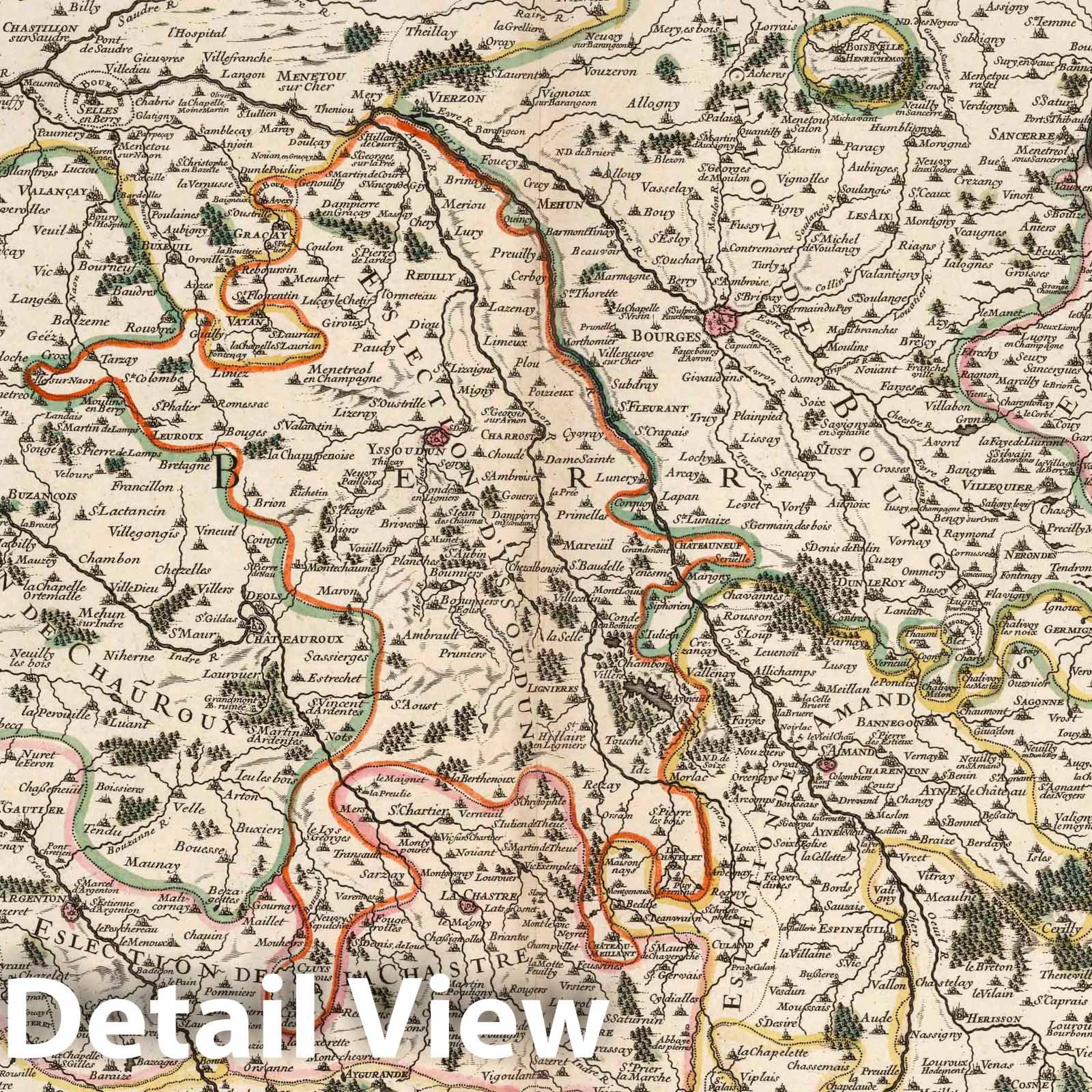 Berry, France 1707 Historical Map Print - Atlas Francois