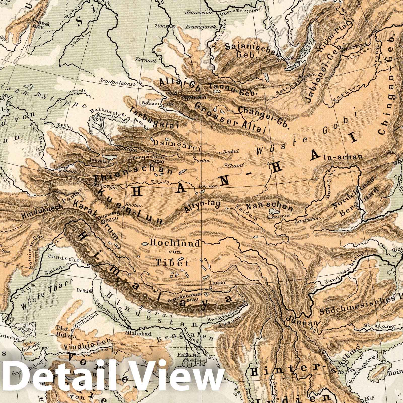 Asia, 1896 - Diercke Schul-Atlas Topographic Map Print
