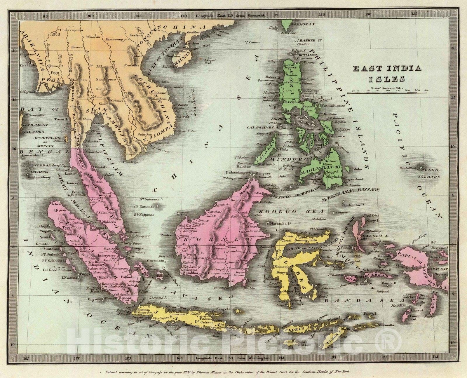 Historic Map : 1835 East India Isles. - Vintage Wall Art