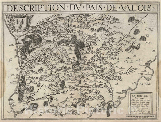 Historic Map : Soissons , France 1632 Description du Pais de Valois. , Vintage Wall Art