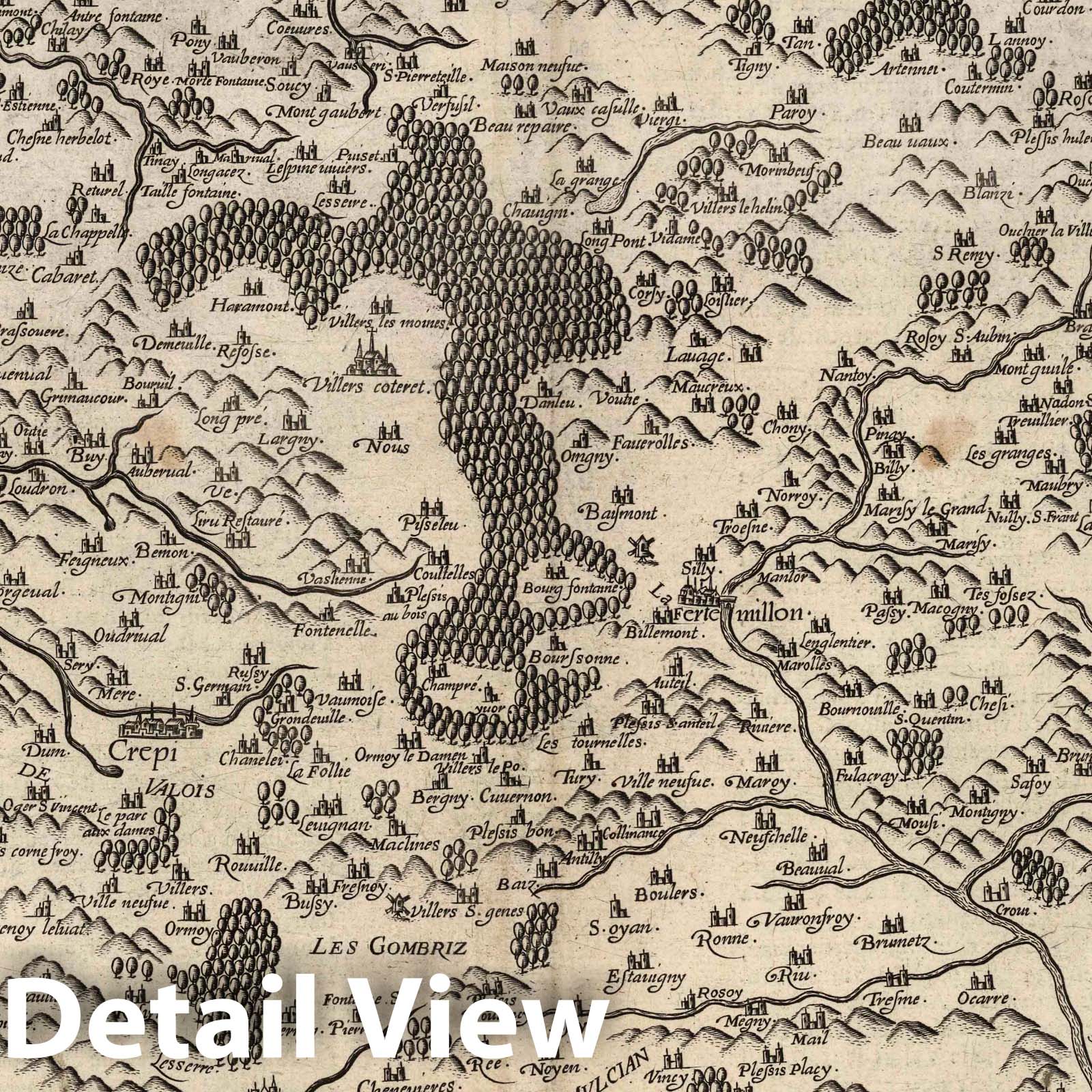 Valois, Picardy, France 1632 Historical Map Reproduction