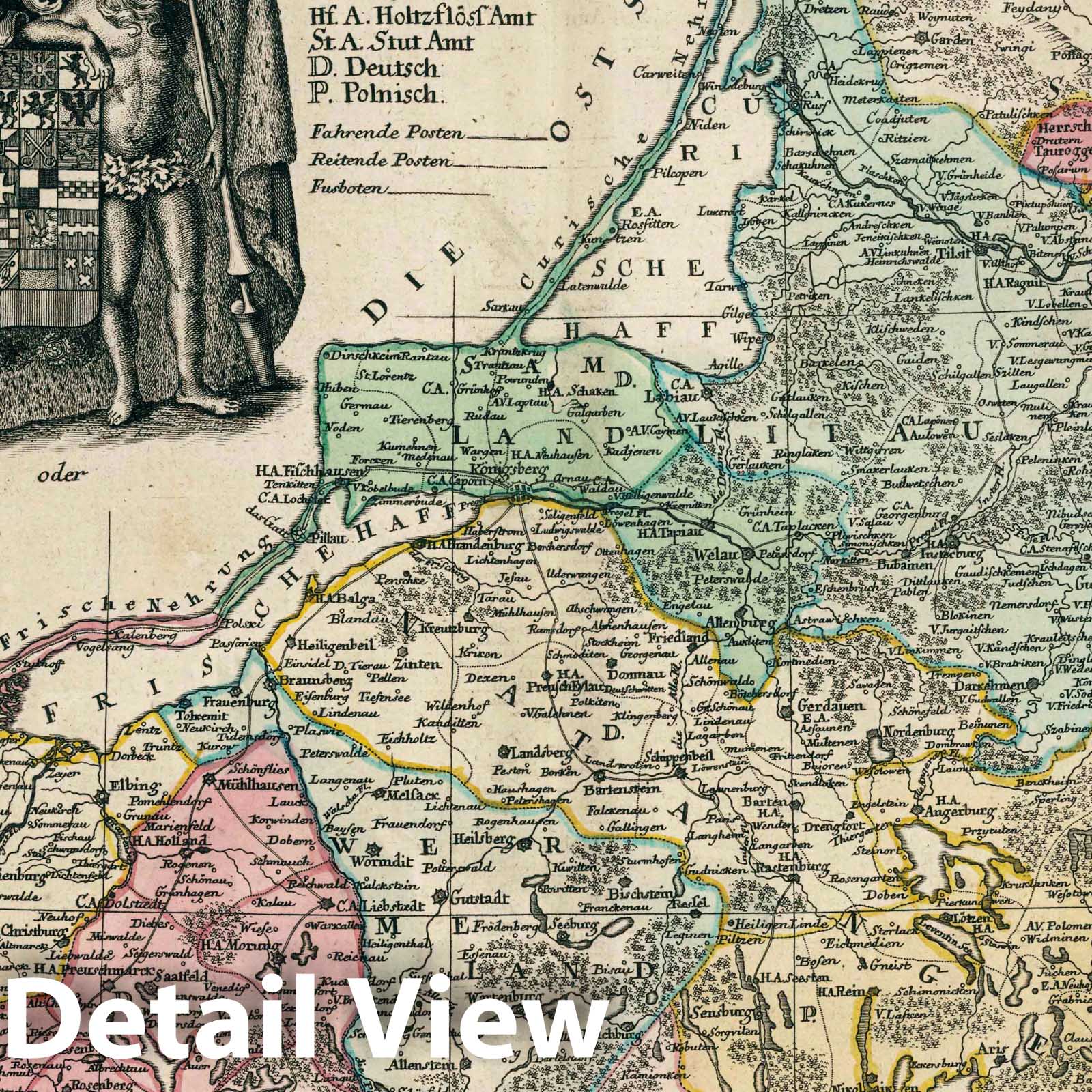 Prussia: Royal and Ducal Territories - River Map, 1753 - Historical Map Print