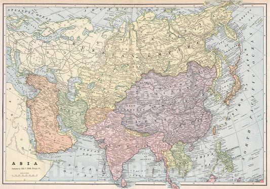 Historic Map : 1901 Asia : Vintage Wall Art
