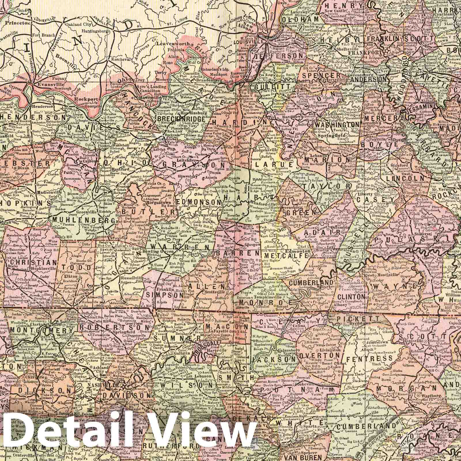 Kentucky and Tennessee - Railroad Map, 1901 - Historical Map Print