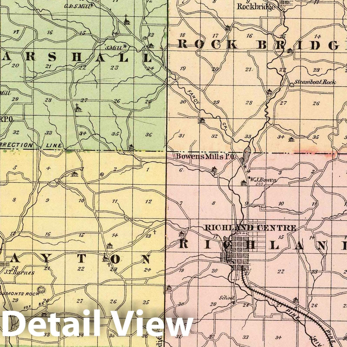 Richland County Wisconsin - Geologic Map, 1878 - Historical Map Print