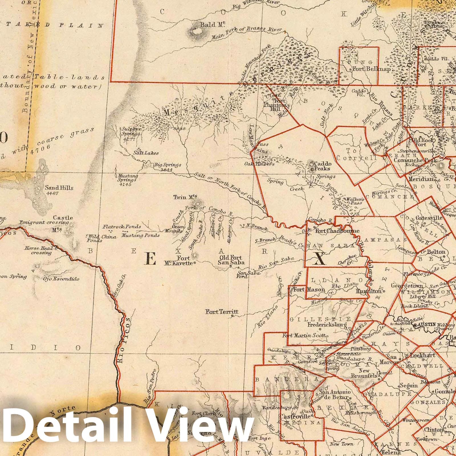 Texas - Railroad Map, 1857 - Historical Map Print