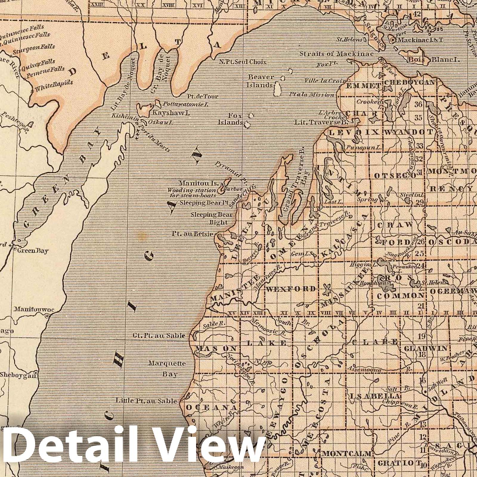 Michigan, 1845 - Historical Map Print from Morse's North American Atlas