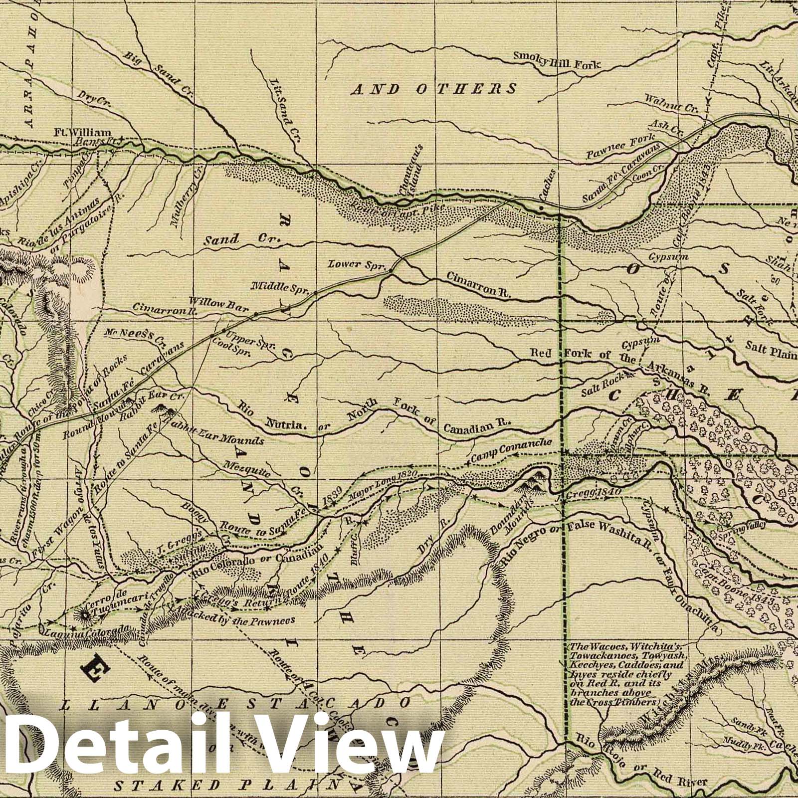 Indian Territory, Northern Texas, and New Mexico, 1845 - Historical Map Print