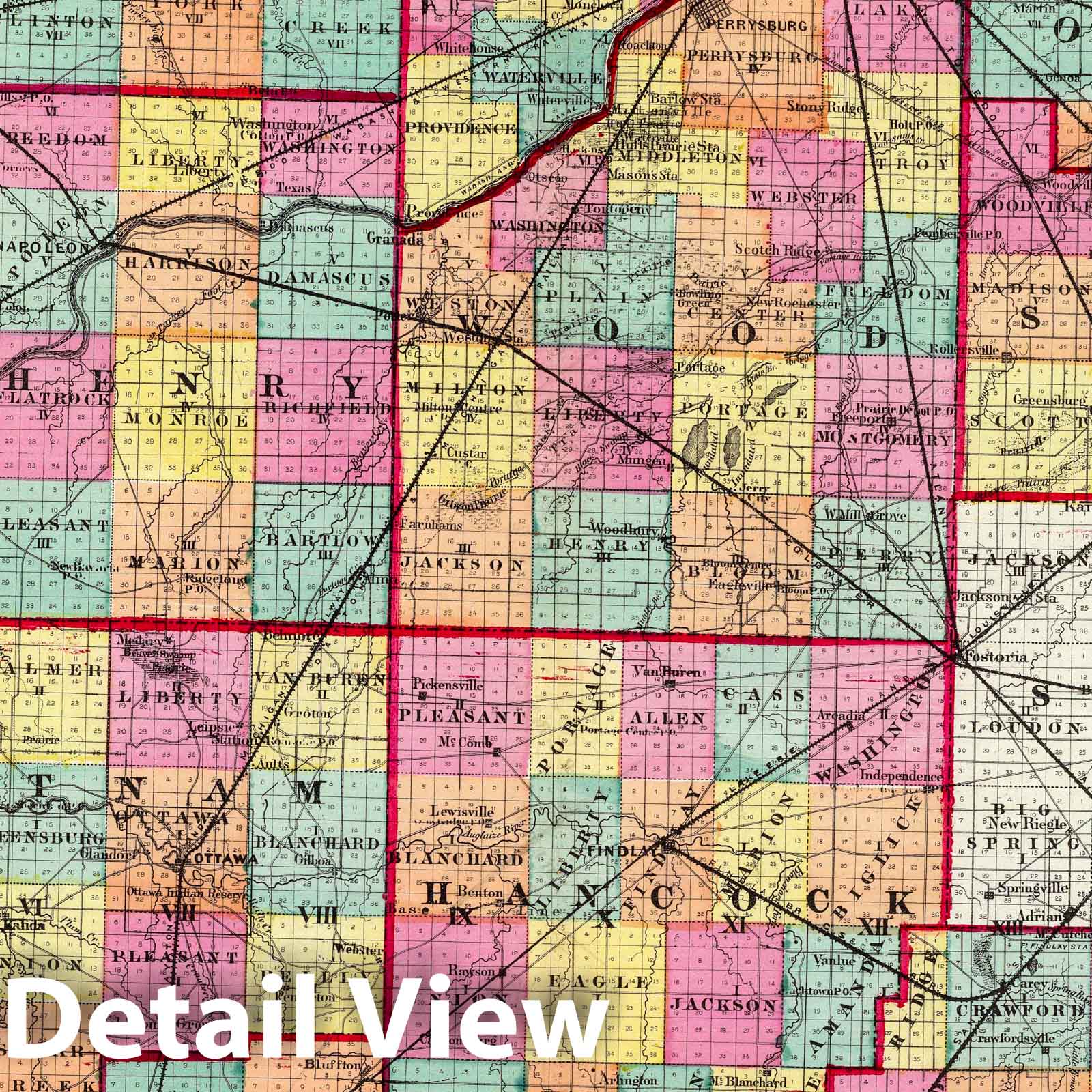 Ohio Counties Historical Map 1872 - Topographical Atlas Print