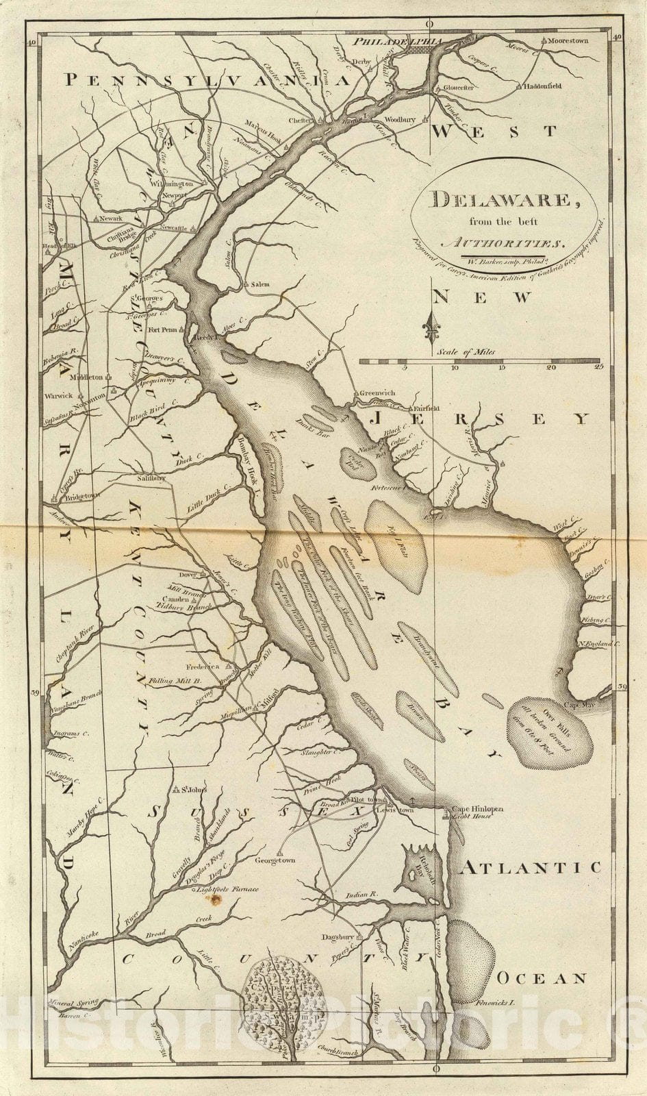Historic Map : 1796 Delaware. - Vintage Wall Art