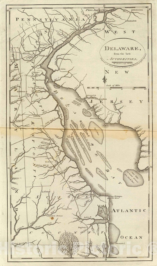 Historic Map : 1796 Delaware. - Vintage Wall Art