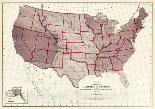 Historic Map - Statistical Atlas - 1874 Acquisition of territory US. - Vintage Wall Art